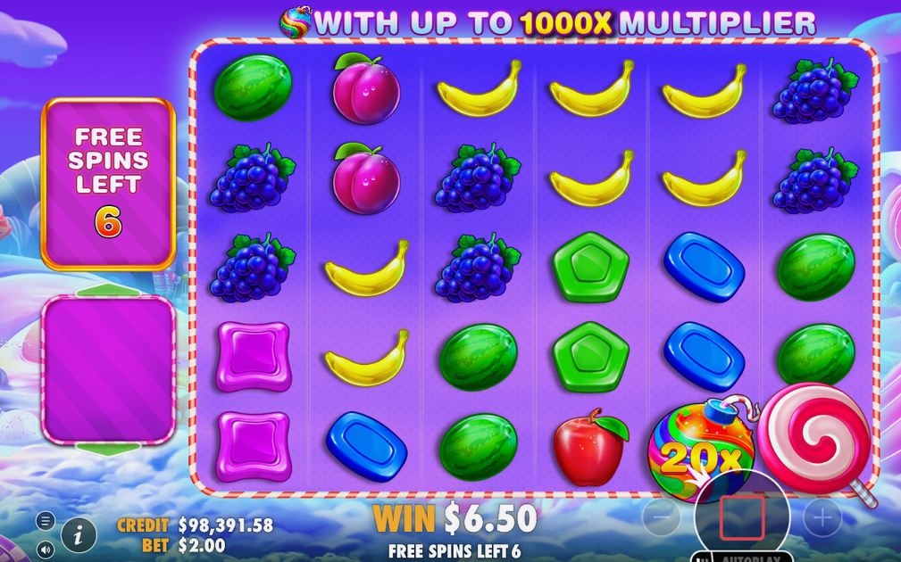 Free Spins mode with multiplier bombs on the reels